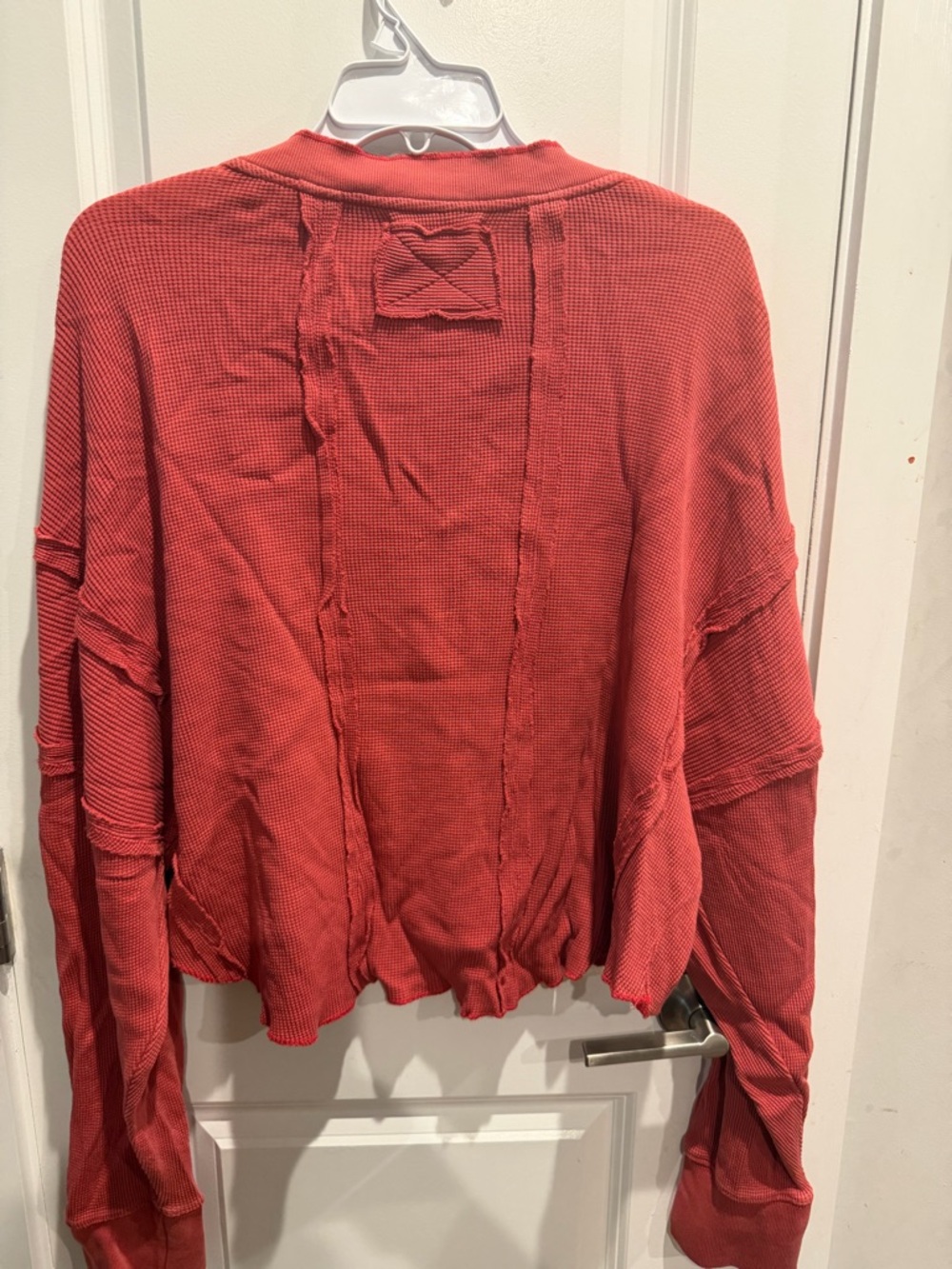 Free People Women's Red We The Free Ricky Thermal Long Sleeve Top Size Medium - Picture 4 of 4